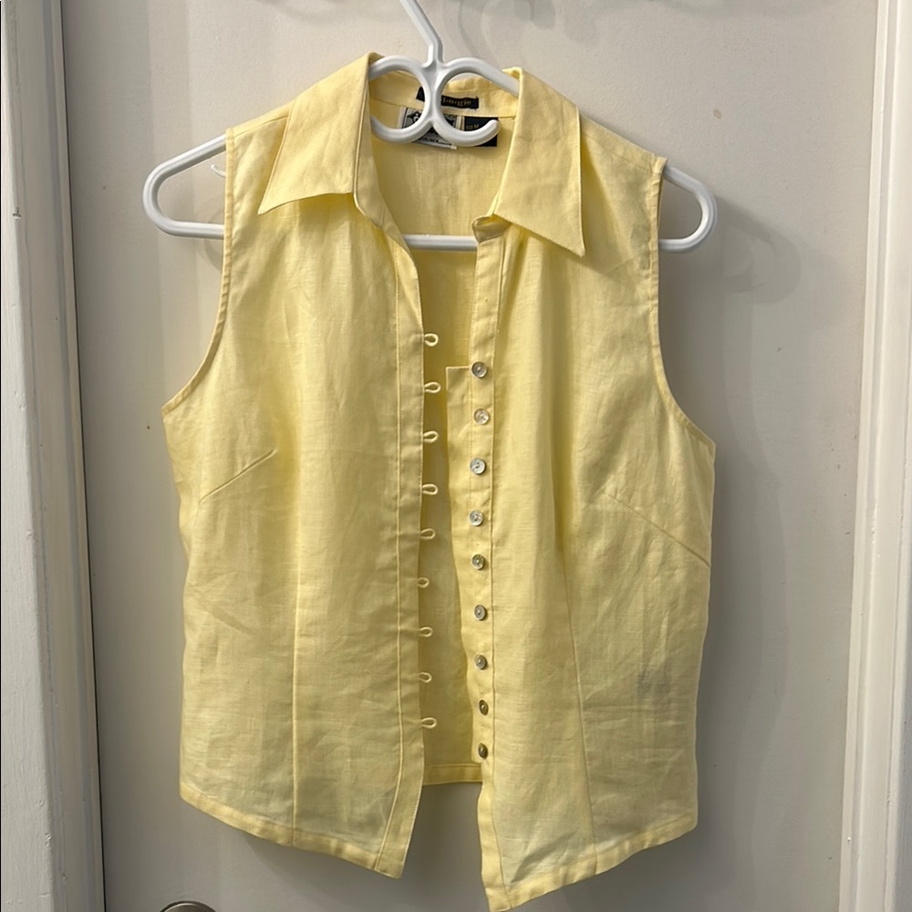 Mellow Yellow Sleeveless 100% Irish Linen Vest/Blouse